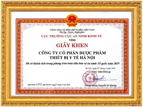 HAPHARCO vinh dự nhận Giấy khen của Cục An ninh kinh tế - Bộ Công an