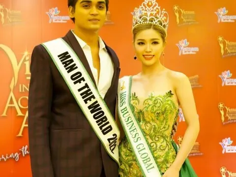 Miss Business Global 2023 Diệu Vân và Man Of The World 2022 Aditya Khurana tại sự kiện Trao giải thưởng Việt Nam – Quốc tế 2023