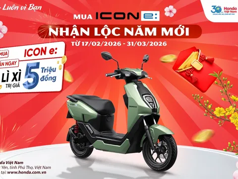 Lì xì đầu xuân, Honda Việt Nam ưu đãi đặc biệt 5 triệu đồng cho xe gắn máy điện Honda ICON e: