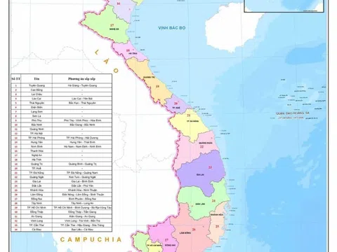 Bản đồ 34 tỉnh thành mới của Việt Nam vừa được Quốc hội thông qua