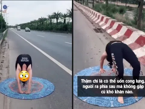 Cư dân mạng 'thót tim' trước cảnh người phụ nữ tập yoga trên đại lộ đông đúc xe cộ