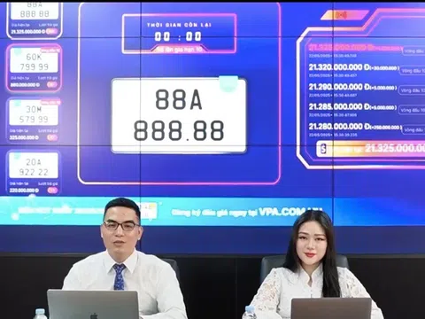 Kết thúc đấu giá, biển số siêu đẹp 88A-888.88 được trả hơn 21 tỷ đồng