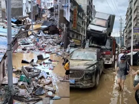 Lũ lụt nghiêm trọng tại Trung Quốc: Nước cuốn hàng loạt ôtô xuống hầm trong tích tắc