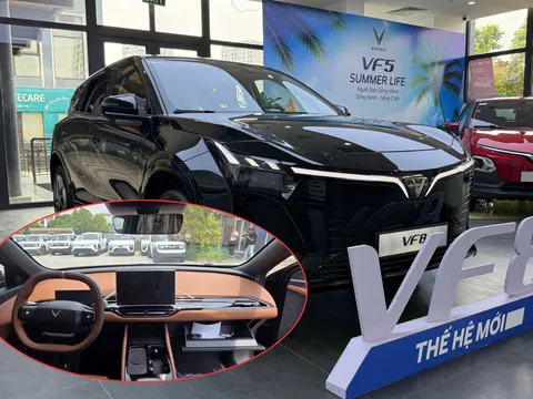 Ảnh thực tế VinFast VF 8 thế hệ mới với tùy chọn nội thất màu nâu - đen: Khoang cabin trông sang hơn hẳn