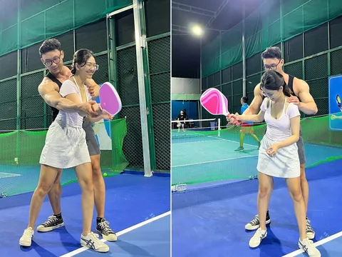 Vợ say sưa 'tán tỉnh' đồng đội nam đánh cặp pickleball, chồng bất lực kêu cứu