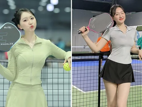 Chẳng cần hở bạo khoe thân, Á khôi thanh lịch Kim Trà My vẫn hút mọi ánh nhìn trên sân pickleball