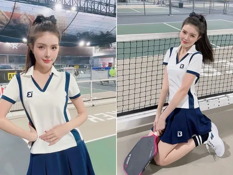 Tình cũ Bùi Anh Tuấn 'phát sáng' trên sân pickleball: Nhan sắc như búp bê, trang phục ghi điểm lớn