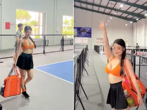 Mặc bikini khoe trọn vòng 1 trên sân pickleball, cô gái công khai thách thức cộng đồng mạng
