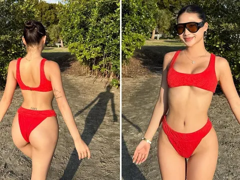 Tạm xa sân pickleball, Louis Phạm khiến netizen phát sốt với bikini đỏ khoe đường cong rực lửa