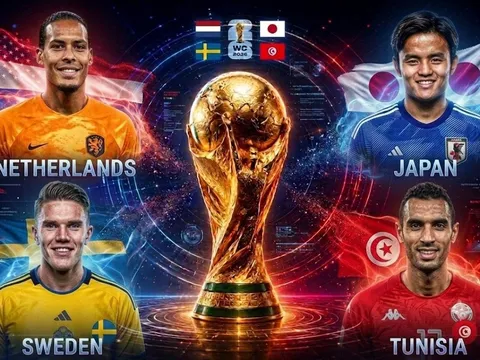 Lịch thi đấu bảng F World Cup 2026 mới nhất: Hà Lan vs Nhật Bản; Thụy Điển vs Tunisia
