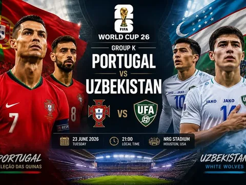 Trực tiếp bóng đá Bồ Đào Nha vs Uzbekistan, 0h ngày 24/6 - Link xem World Cup 2026 trên VTV3 FULL HD