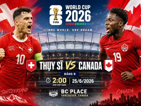 VTV trực tiếp bóng đá Thuỵ Sĩ vs Canada - Link xem trực tiếp World Cup 2026 hôm nay 25/6