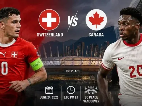 Trực tiếp bóng đá Thụy Sĩ vs Canada, 2h ngày 25/6 - Link xem trực tiếp World Cup 2026 trên VTV6 HD
