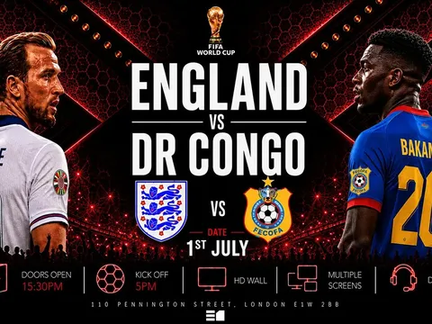 Dự đoán tỷ số Anh vs CHDC Congo, 23h ngày 1/7 - Nhận định bóng đá World Cup 2026