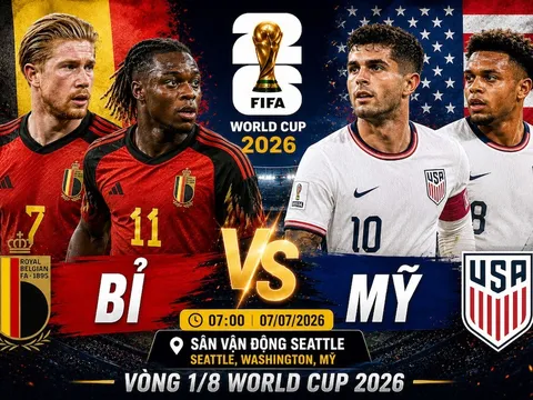Link xem TRỰC TIẾP bóng đá Mỹ vs Bỉ 07h00 ngày 7/7 - VTV3, VTV6 trực tiếp World Cup 2026 mới nhất