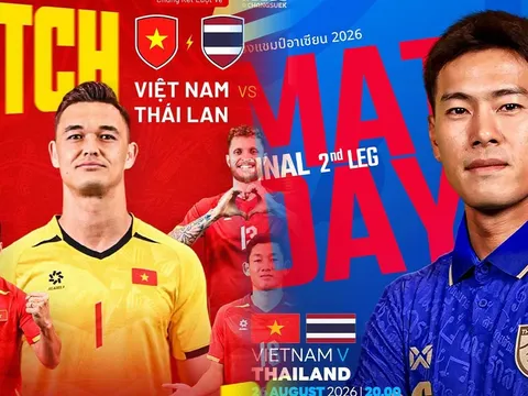 Lịch phát sóng AFF Cup 2026 hôm nay 26/8 - Link xem TRỰC TIẾP bóng đá Việt Nam vs Thái Lan trên VTV6, VTVgo