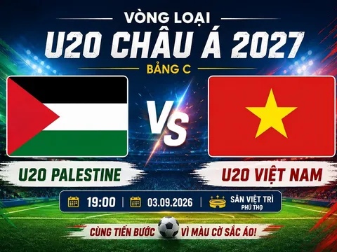 TV360 trực tiếp bóng đá U20 Việt Nam vs U20 Palestine - Link xem trực tiếp Vòng loại U20 châu Á 2027