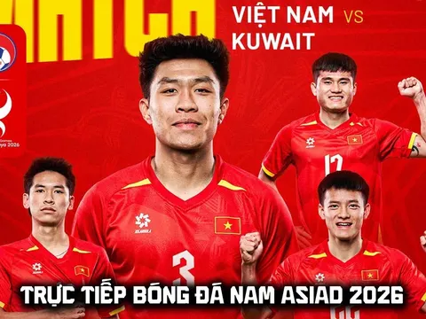 Link xem trực tiếp bóng đá U23 Việt Nam vs U23 Kuwait 17h ngày 15/9 - VTV6 trực tiếp ASIAD 2026