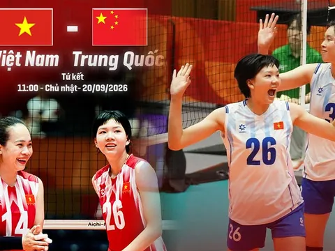 VTV6, VTV7 TRỰC TIẾP bóng chuyền nữ Việt Nam vs Trung Quốc hôm nay 20/9 - Link xem bóng chuyền nữ ASIAD 2026