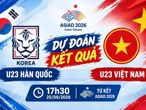 Dự đoán kết quả, tỷ số U23 Việt Nam vs U23 Hàn Quốc - Siêu máy tính nhận định bóng đá ASIAD 2026
