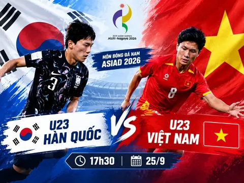 Lịch thi đấu Tứ kết bóng đá nam ASIAD 2026 hôm nay 25/9: U23 Việt Nam đấu U23 Hàn Quốc lúc mấy giờ?