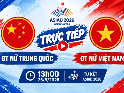 VTV trực tiếp bóng đá nữ Việt Nam vs Trung Quốc - Link xem trực tiếp bóng đá nữ ASIAD 2026 trên VTV6