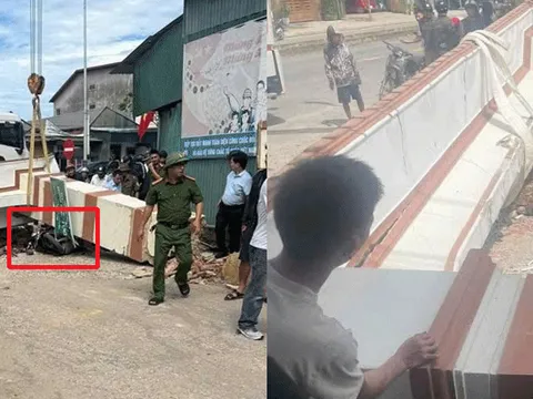 Xe tải cẩu kéo sập cổng chào khiến bé trai bị đứt lìa cánh tay: Lãnh đạo nói gì? Tình hình bé trai?