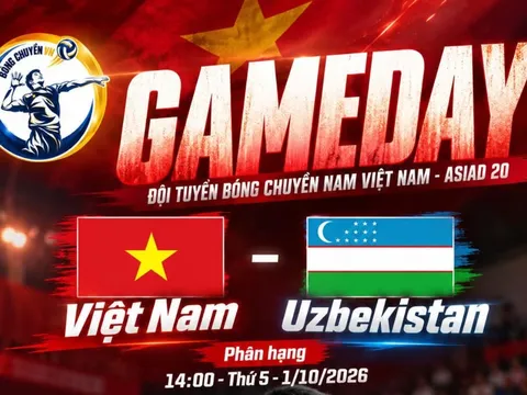 Lịch thi đấu Bóng chuyền Việt Nam hôm nay 1/10: ĐT Việt Nam đấu Uzbekistan ở ASIAD 2026 lúc mấy giờ?
