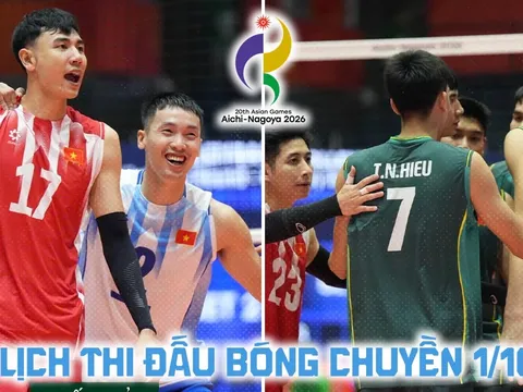 Lịch thi đấu bóng chuyền hôm nay 1/10: Kênh phát sóng tuyển Việt Nam đấu Uzbekistan ở ASIAD 2026