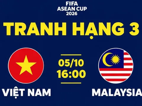 Lịch thi đấu trận tranh hạng 3 FIFA ASEAN Cup 2026 - ĐT Việt Nam đại chiến Malaysia khi nào?