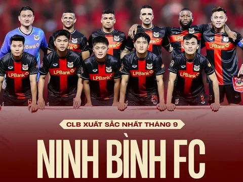Vắng Hoàng Đức, Ninh Bình thâu tóm các danh hiệu của V.League trong tháng 9