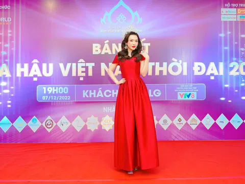 Hoa hậu Vũ Ngọc Anh khoe nhan sắc quyến rũ tại đêm bán kết Hoa hậu Việt Nam Thời đại 2022