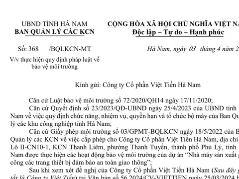 Trách nhiệm bảo vệ môi trường của Công ty CP Việt Tiến?